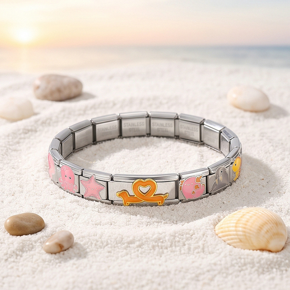 New underwater animal series Italian modular bracelet stainless steel DIY splicing accessories