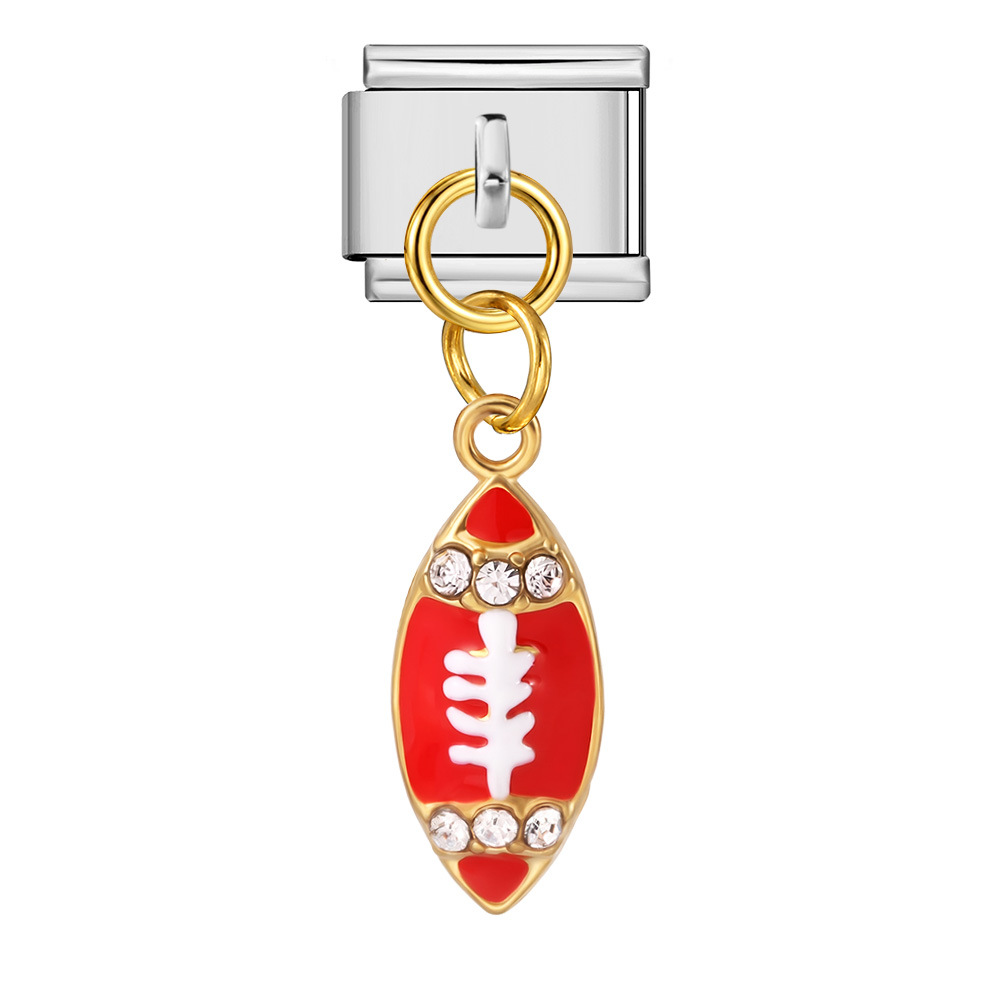 Sports pendant pattern Italian modular bracelet stainless steel hook DIY elastic free splicing bracelet