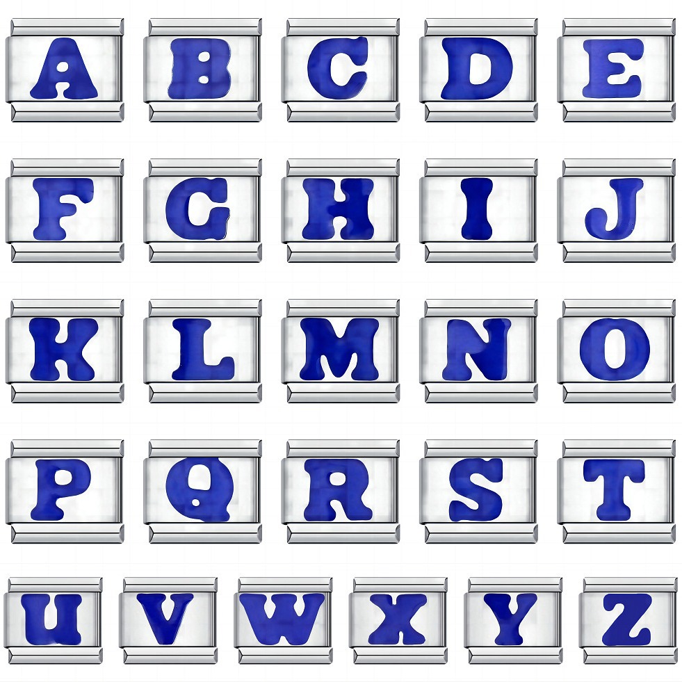 New titanium steel blue English letter DIY Italian modular bracelet