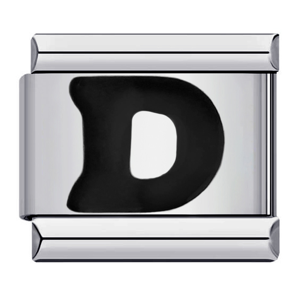New titanium steel black DIY Italian modular charm bracelet with English lettering