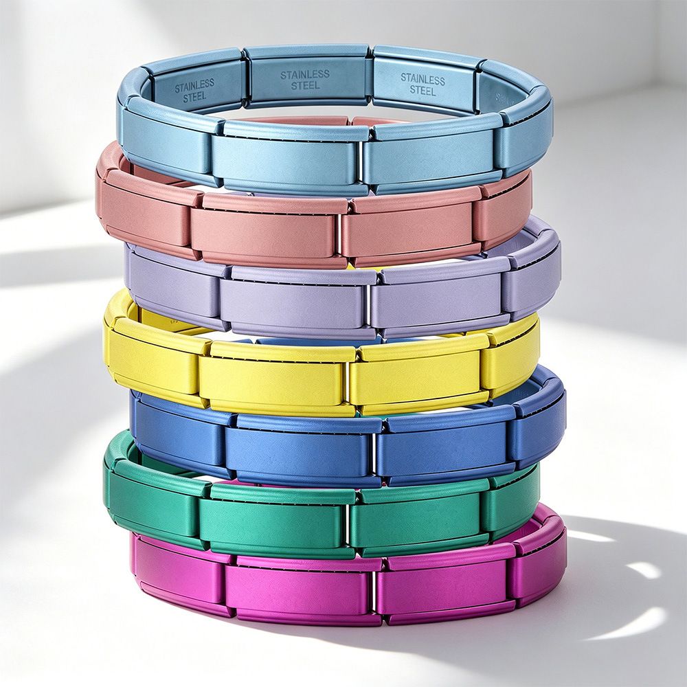 Multi-color spray paint 20*9mm wide and long Italian modular bracelet stainless steel DIY watch strap chain basic chain