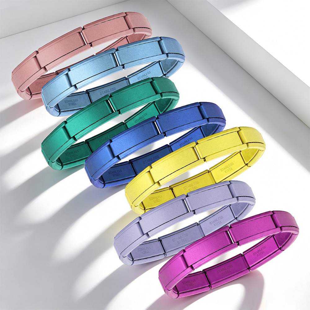 Multi-color spray paint 20*9mm wide and long Italian modular bracelet stainless steel DIY watch strap chain basic chain