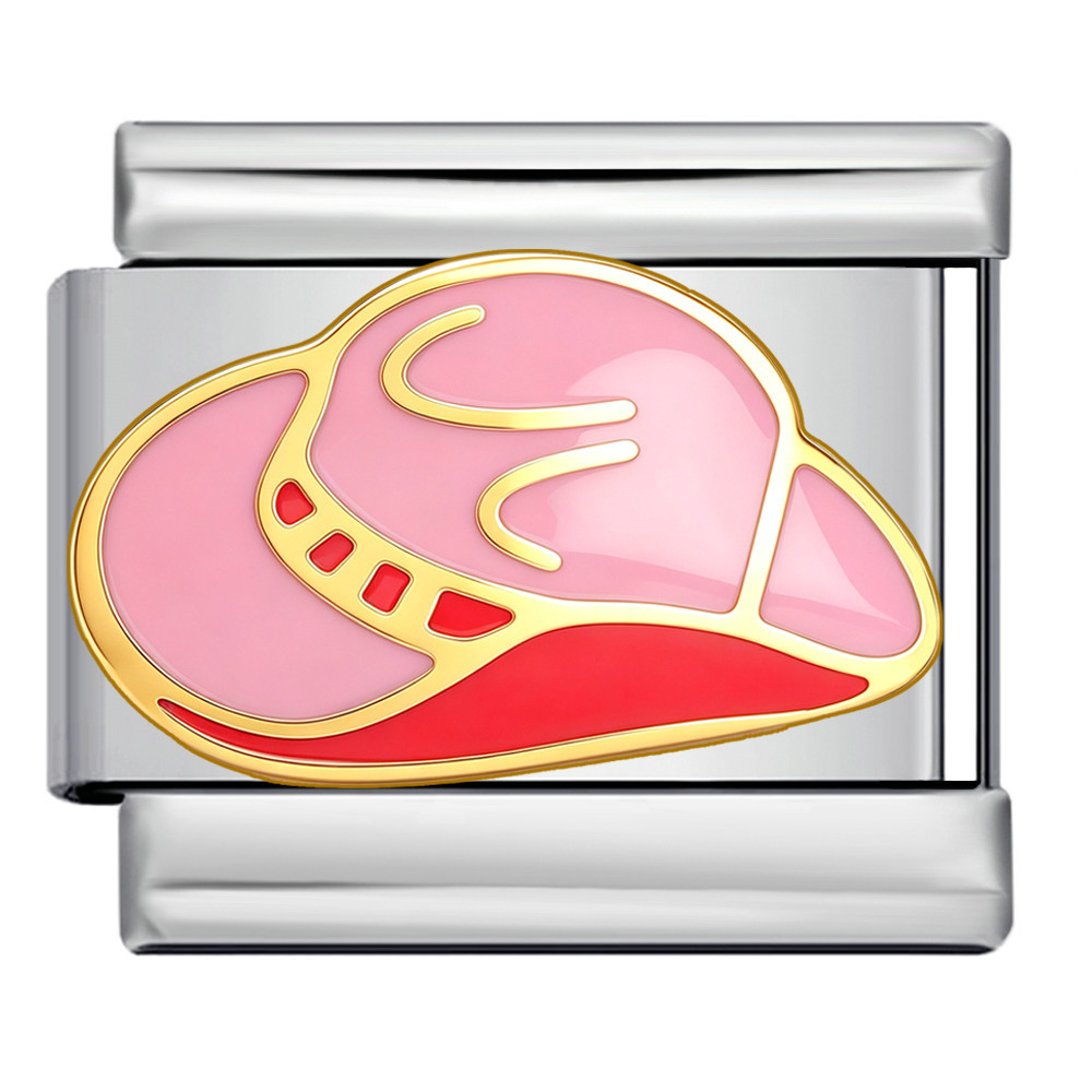 Pink Western Cowboy Theme Italian Modular Bracelet Stainless Steel Welded DIY Piece Bangle Accessories