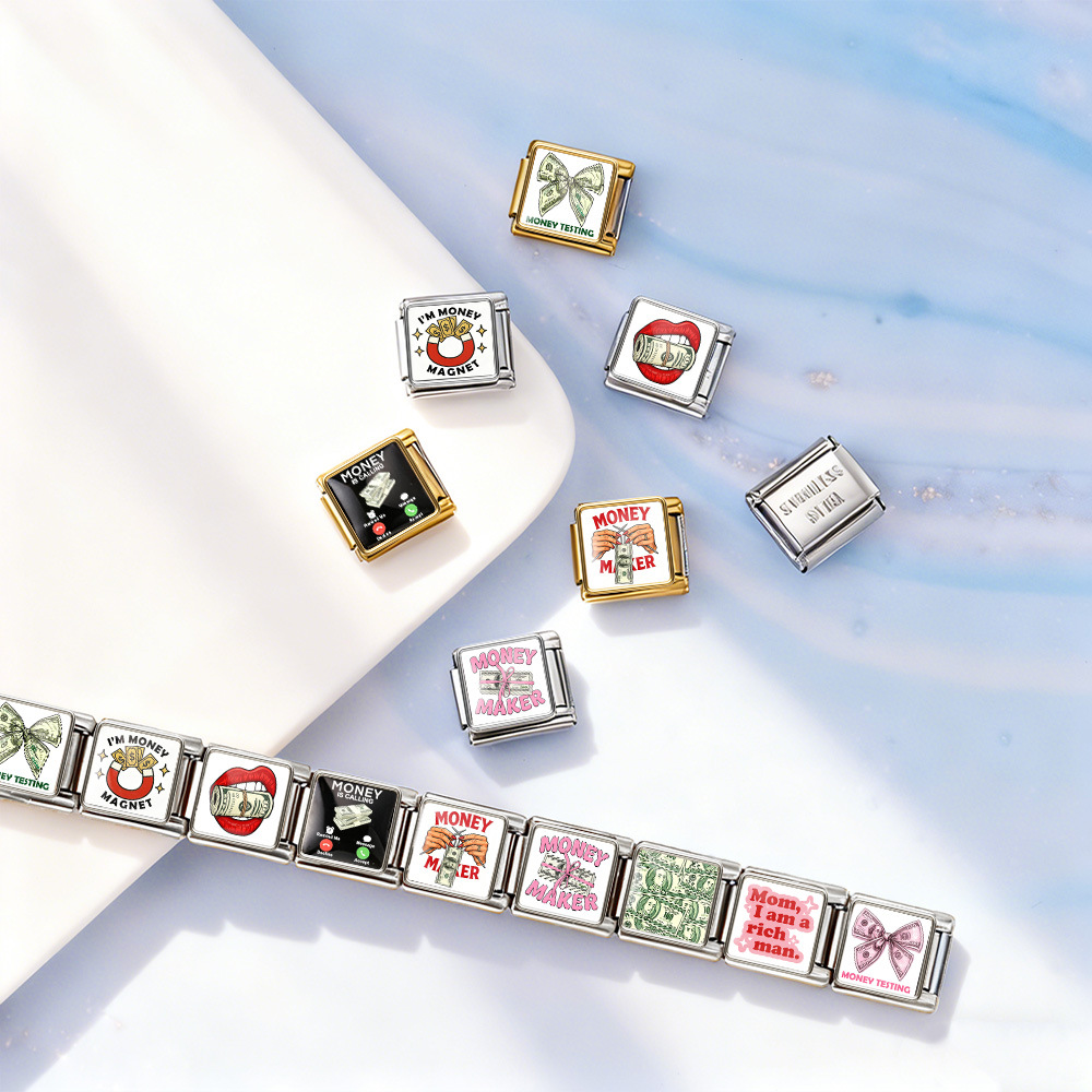 European and American cross-border best-selling banknote series Italian modular bracelet stainless steel handmade DIY splicing accessories