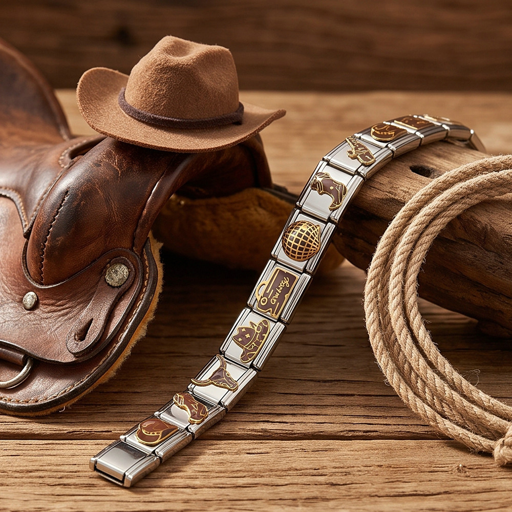 Cross-border hot-selling retro Western cowboy style Italian modular bracelet stainless steel welding DIY splicing accessories