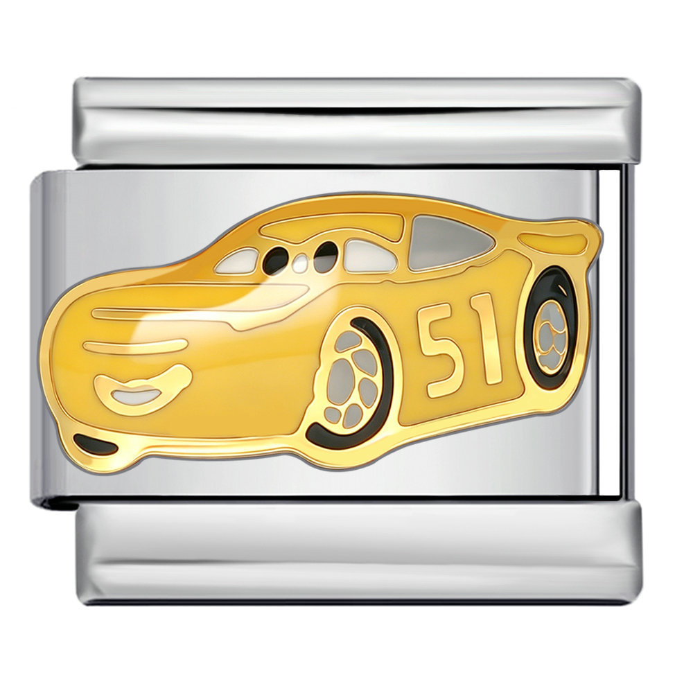 New Cartoon Car Pattern Italian Modular Bracelet Stainless Steel Welded DIY Assembly Accessories