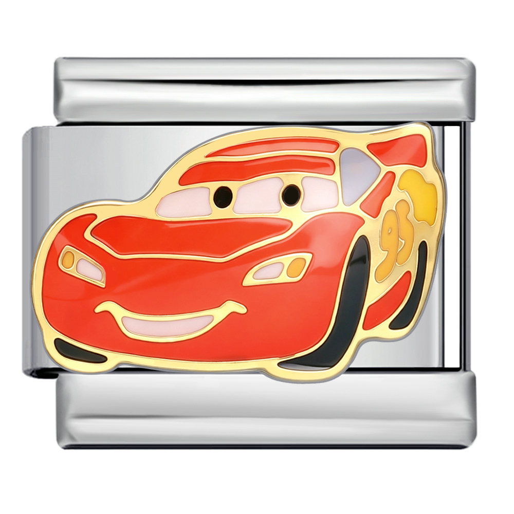 New Cartoon Car Pattern Italian Modular Bracelet Stainless Steel Welded DIY Assembly Accessories