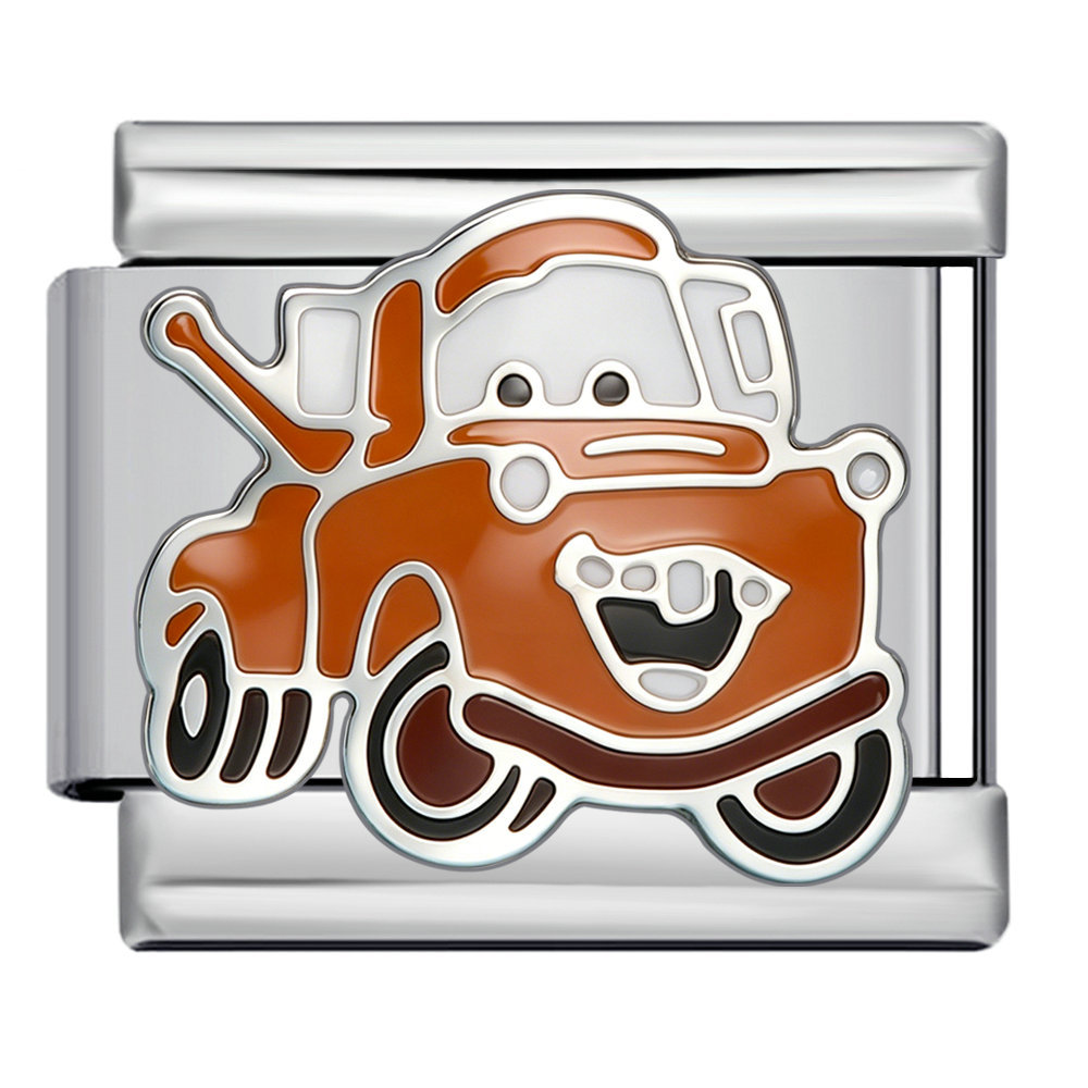 New Cartoon Car Pattern Italian Modular Bracelet Stainless Steel Welded DIY Assembly Accessories