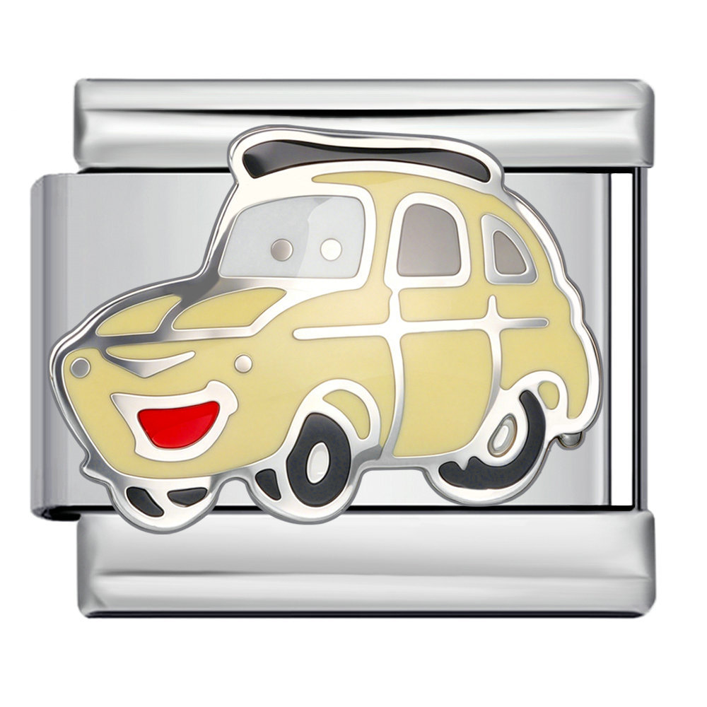 New Cartoon Car Pattern Italian Modular Bracelet Stainless Steel Welded DIY Assembly Accessories