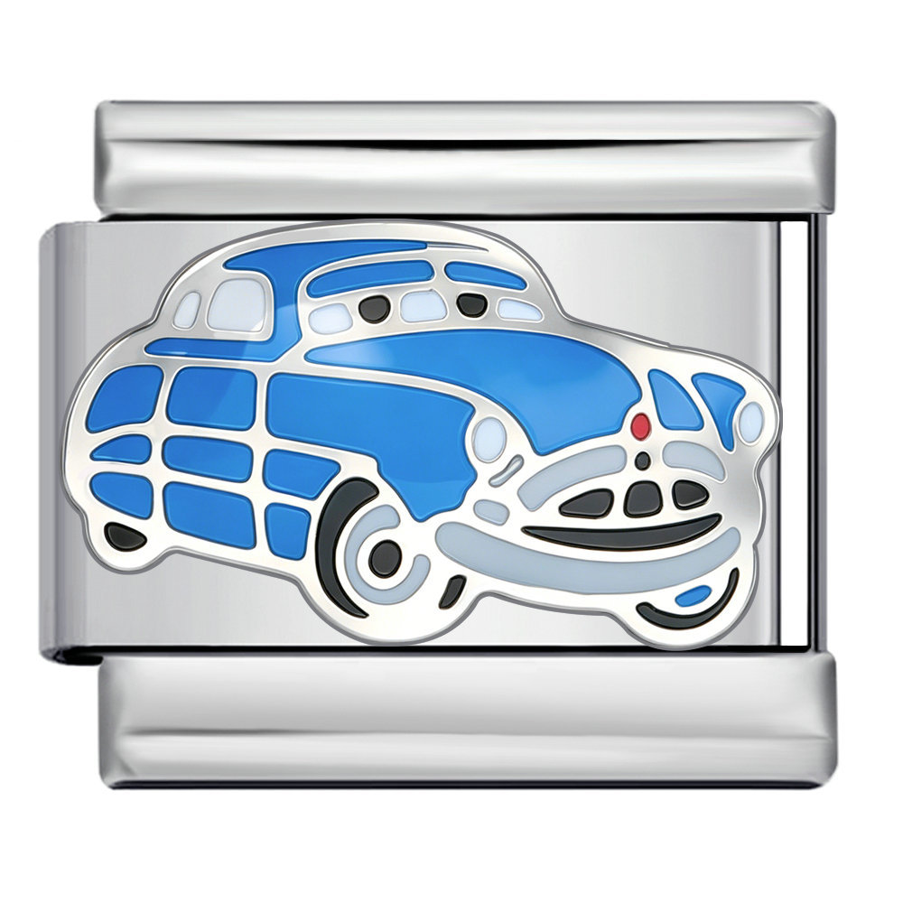 New Cartoon Car Pattern Italian Modular Bracelet Stainless Steel Welded DIY Assembly Accessories