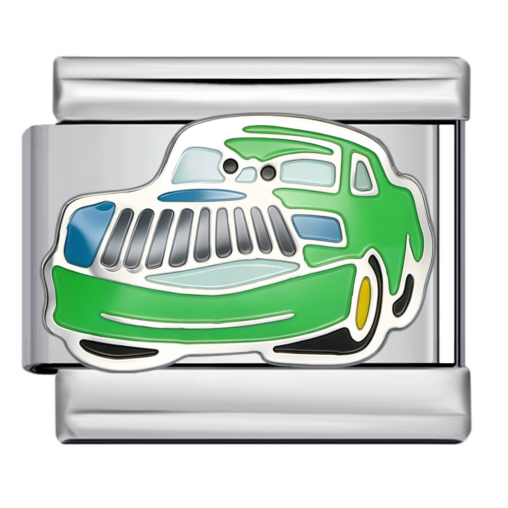 New Cartoon Car Pattern Italian Modular Bracelet Stainless Steel Welded DIY Assembly Accessories