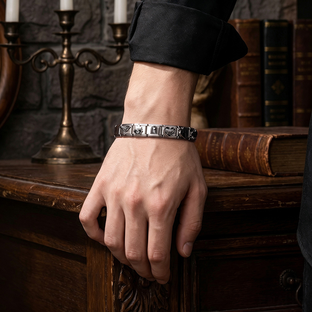 Cross-border hot-selling Gothic style welded stainless steel Italian modular bracelet DIY splicing accessories