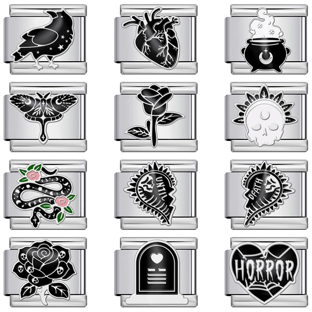 Cross-border hot-selling Gothic style welded stainless steel Italian modular bracelet DIY splicing accessories