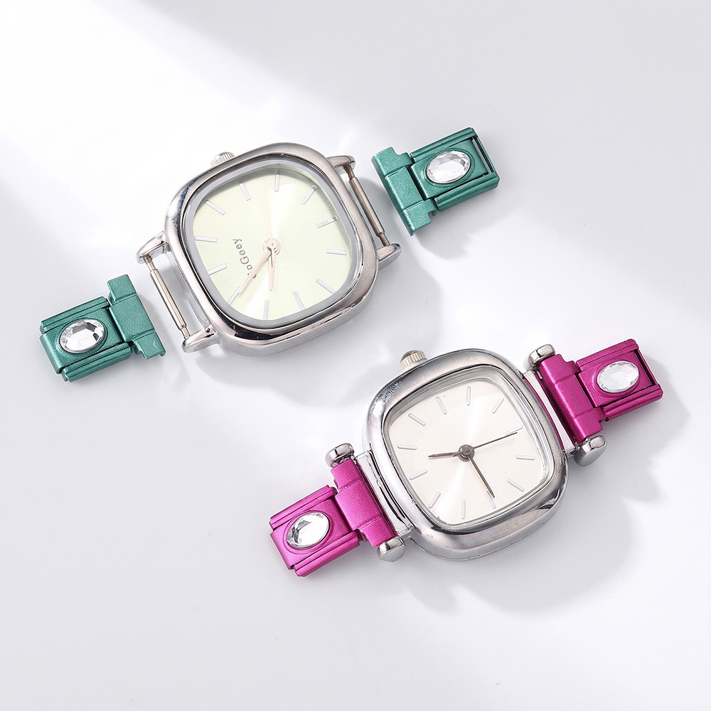 Colored spray-painted rhinestone-encrusted Italian modular bracelet/watch strap connector stainless steel DIY splicing bracelet tool