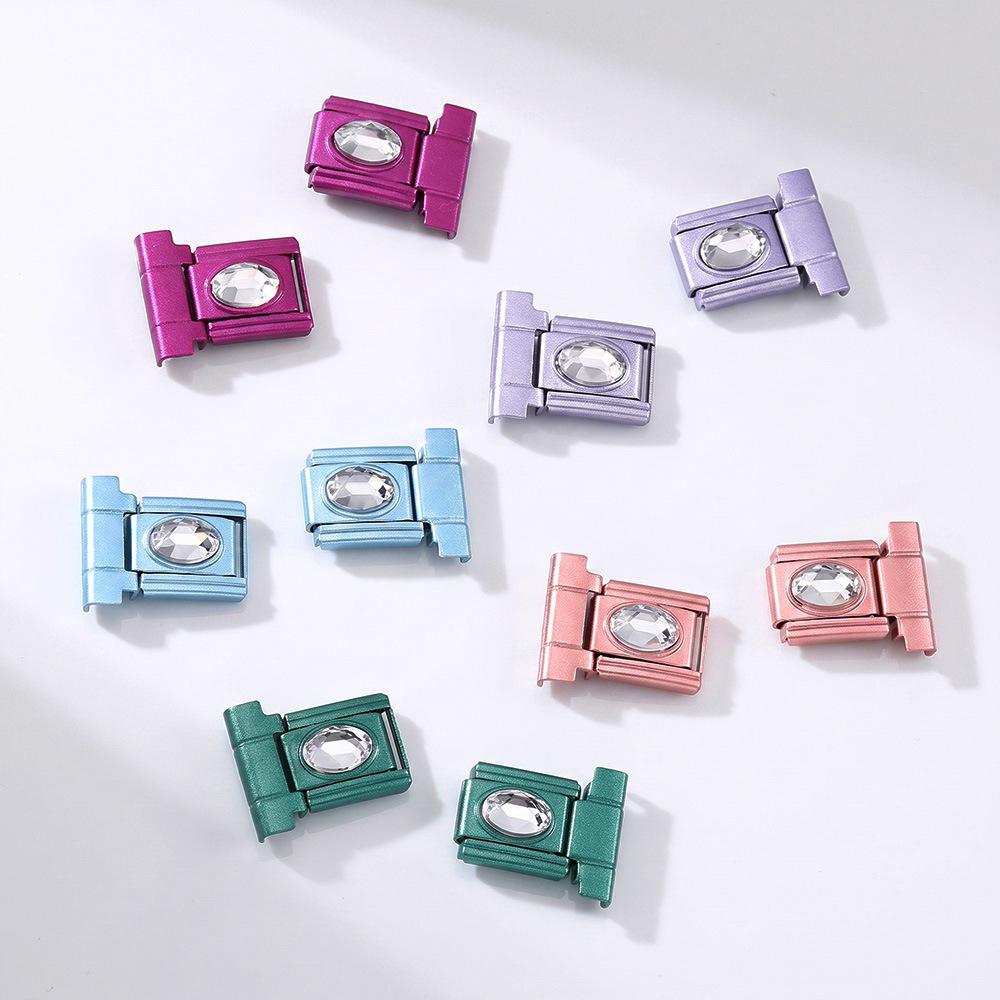 Colored spray-painted rhinestone-encrusted Italian modular bracelet/watch strap connector stainless steel DIY splicing bracelet tool