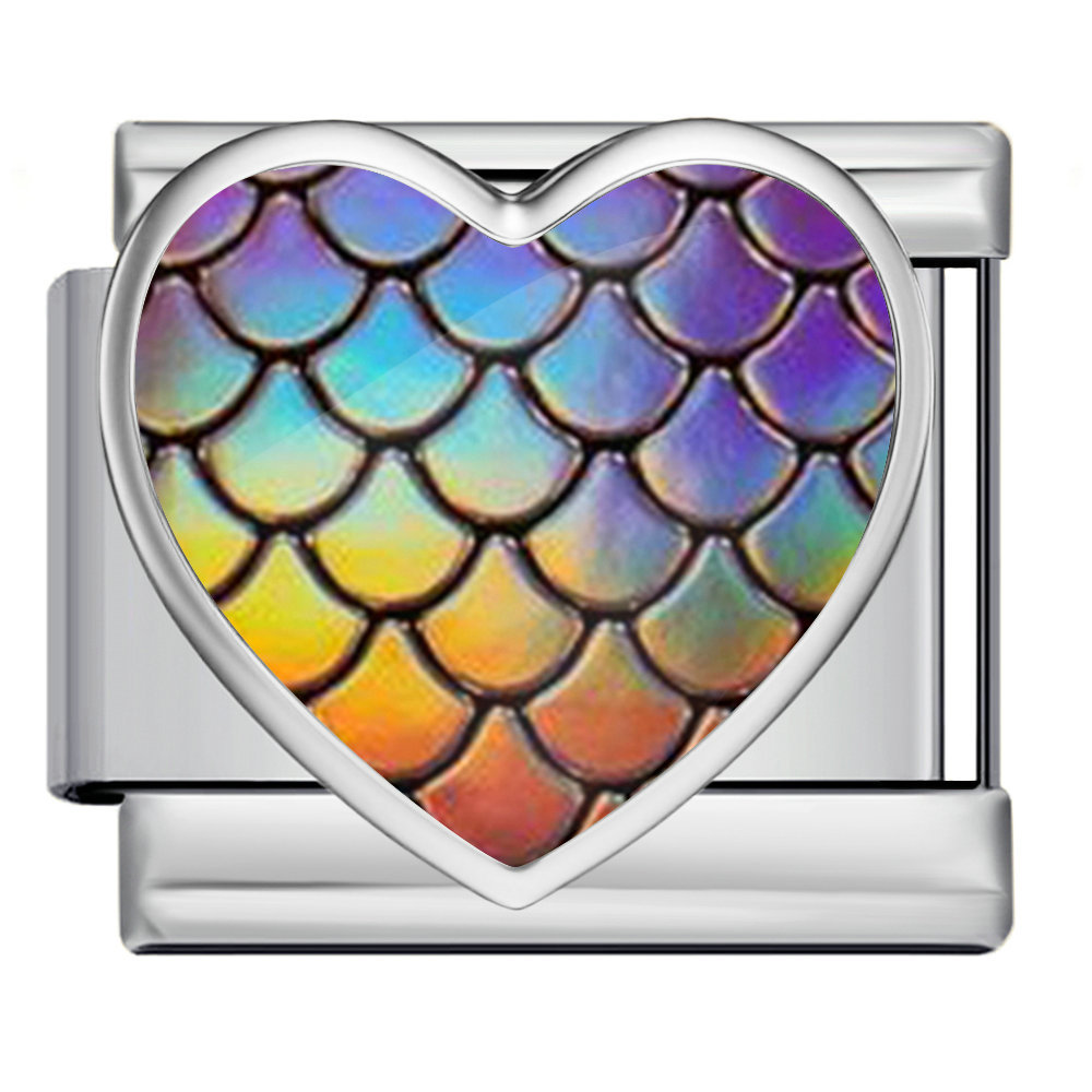 New iridescent fish scale heart Italian modular stainless steel bracelet, DIY customizable watch strap chain