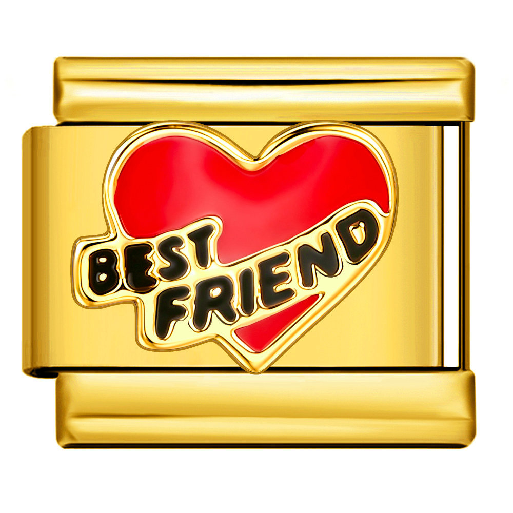 Gold-based colorful heart-shaped stainless steel Italian modular bracelet, DIY, simple and versatile bracelet accessory.