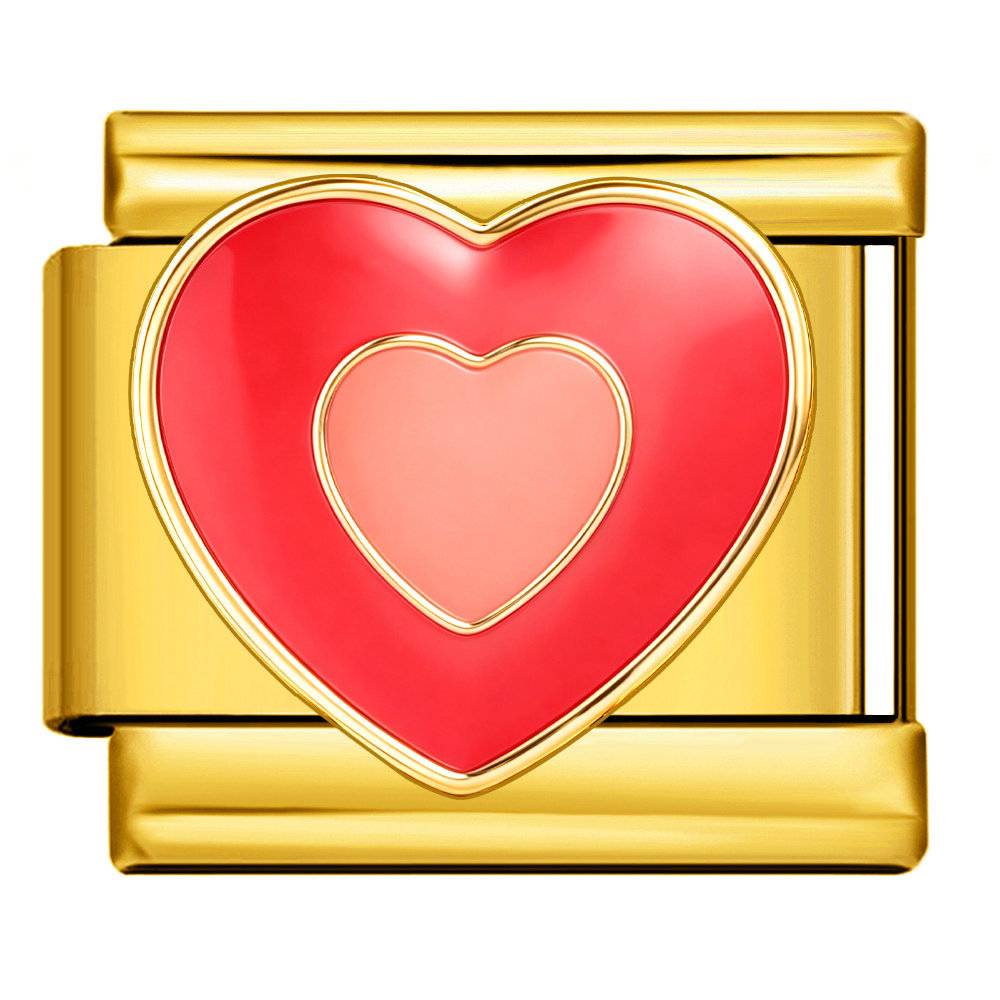 Gold-based colorful heart-shaped stainless steel Italian modular bracelet, DIY, simple and versatile bracelet accessory.
