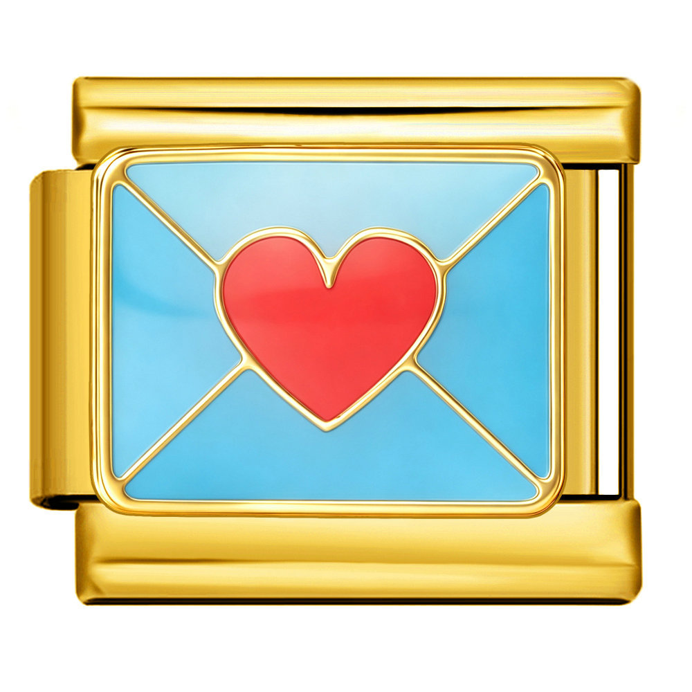 Gold-based colorful heart-shaped stainless steel Italian modular bracelet, DIY, simple and versatile bracelet accessory.