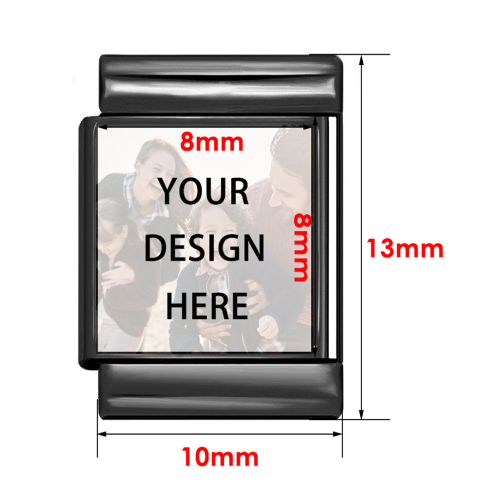 Personalized custom photo Italian modular bracelet, 13mm rectangular stainless steel narrow version, concave surface, DIY accessory.