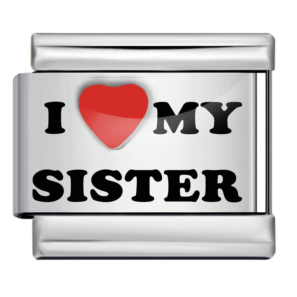 Laser-engraved red heart and English letter Italian modular bracelet DIY free splicing bracelet accessory