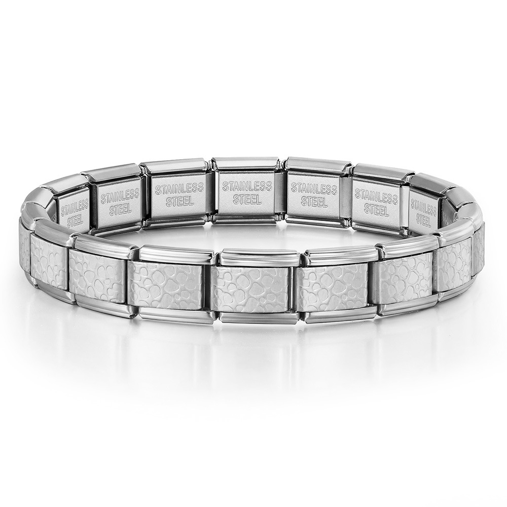 Gold and silver two-tone diamond pattern Italian modular bracelet stainless steel DIY splicing watch strap chain module accessory