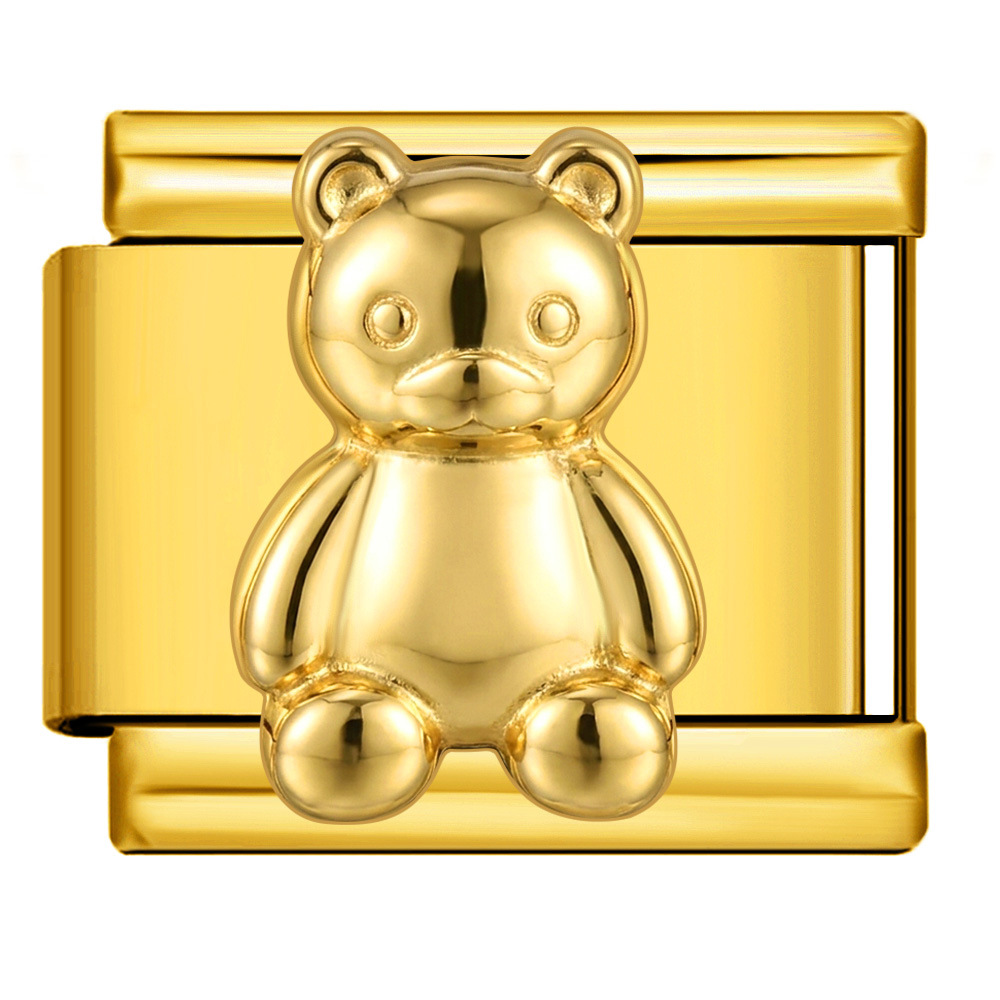 All stainless steel 3D bear Italian modular bracelet, handmade DIY, freely combinable watch strap chain