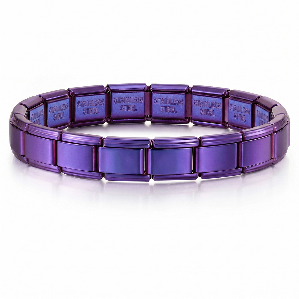 Titanium steel vacuum-plated real gold IP electroplated Italian modular bracelet basic elastic watch strap chain Italian Charm