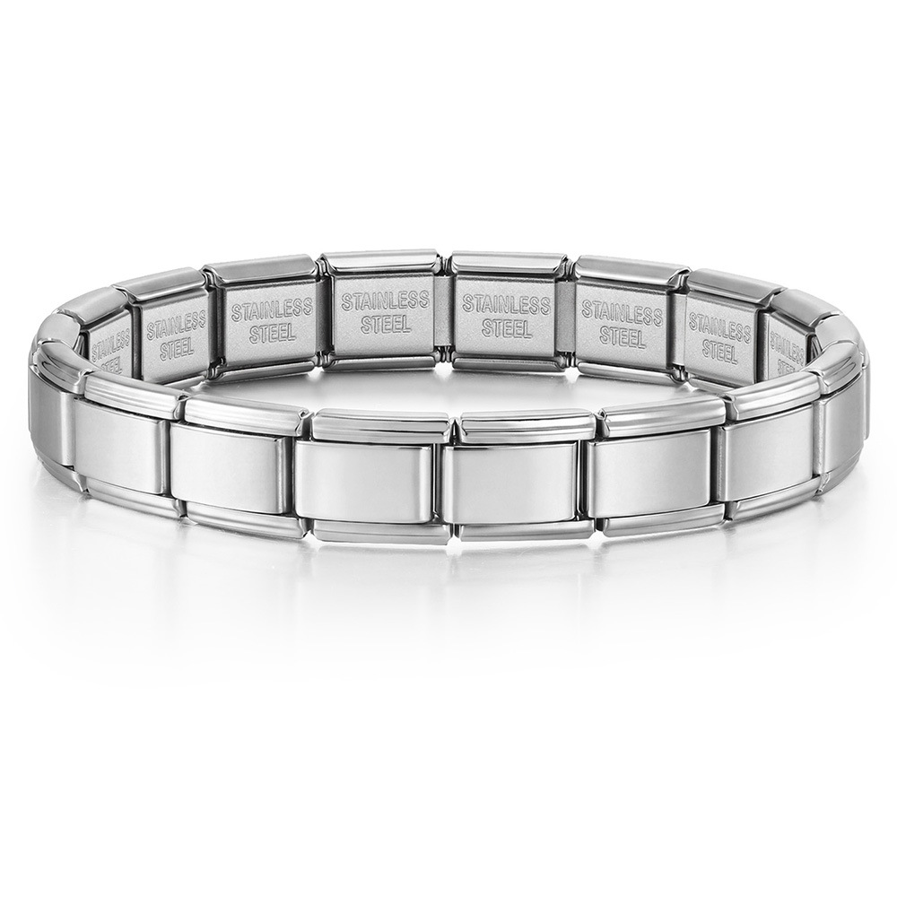 Titanium steel vacuum-plated real gold IP electroplated Italian modular bracelet basic elastic watch strap chain Italian Charm