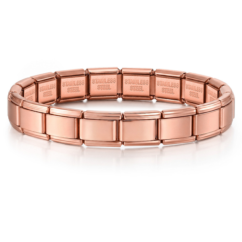 Titanium steel vacuum-plated real gold IP electroplated Italian modular bracelet basic elastic watch strap chain Italian Charm