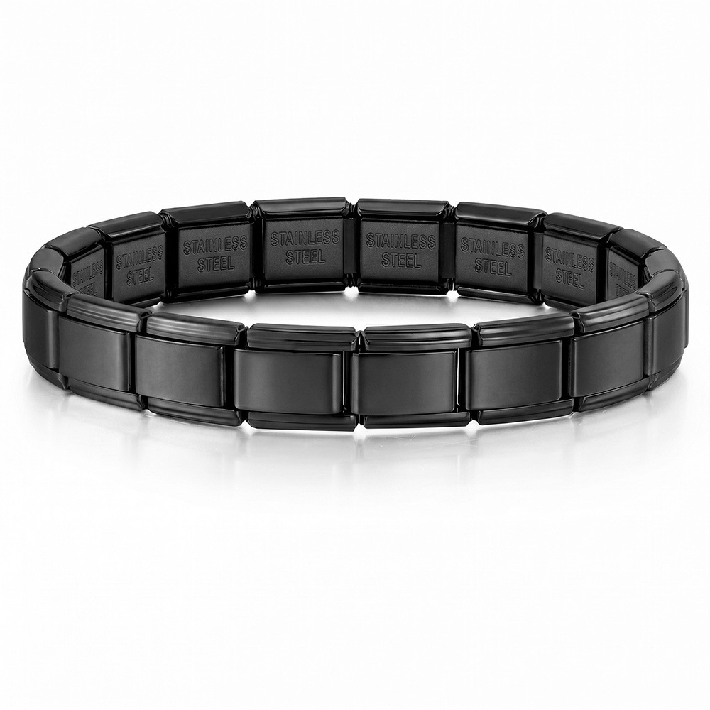 Titanium steel vacuum-plated real gold IP electroplated Italian modular bracelet basic elastic watch strap chain Italian Charm