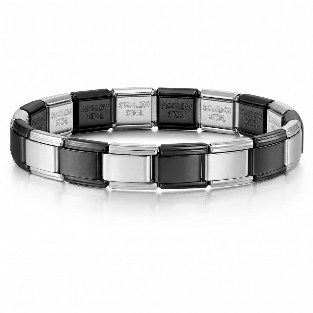 Titanium steel vacuum-plated real gold IP electroplated Italian modular bracelet basic elastic watch strap chain Italian Charm