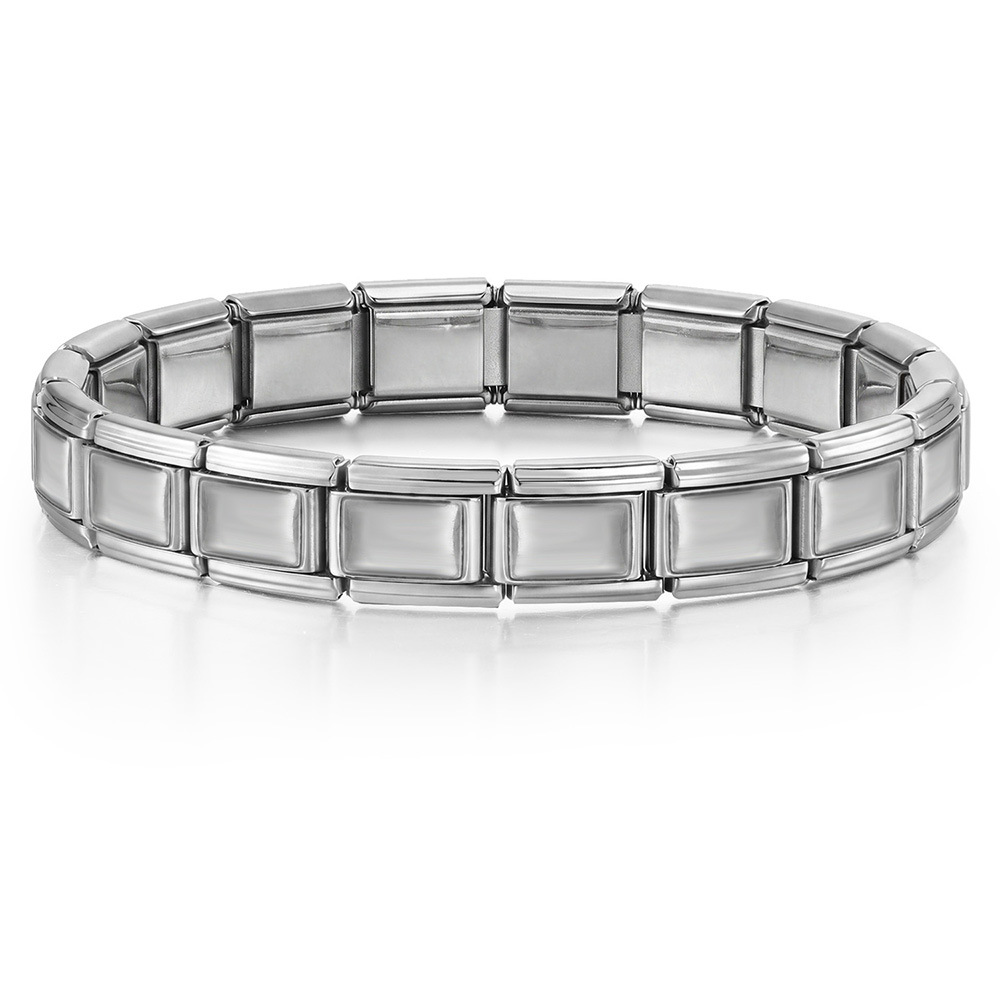 Titanium steel vacuum-plated real gold IP electroplated Italian modular bracelet basic elastic watch strap chain Italian Charm