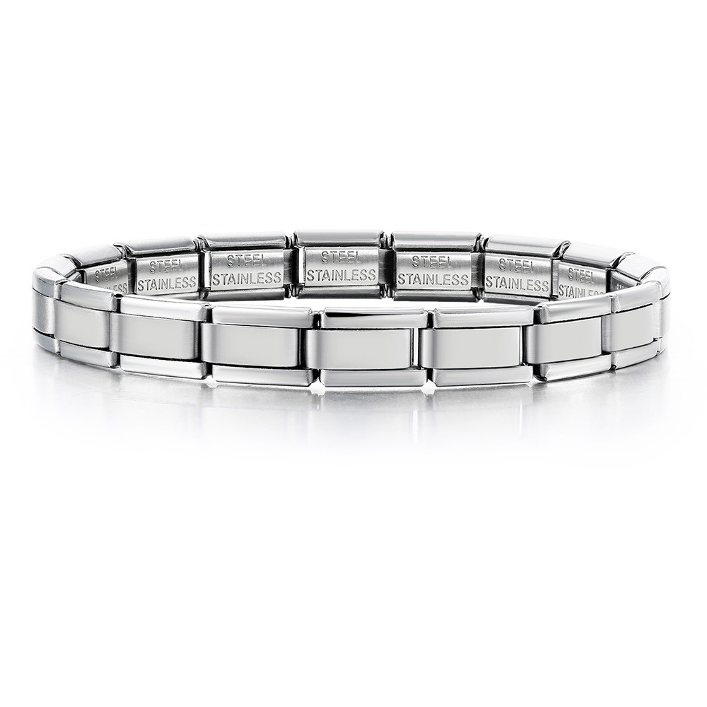 Titanium steel vacuum-plated real gold IP electroplated Italian modular bracelet basic elastic watch strap chain Italian Charm