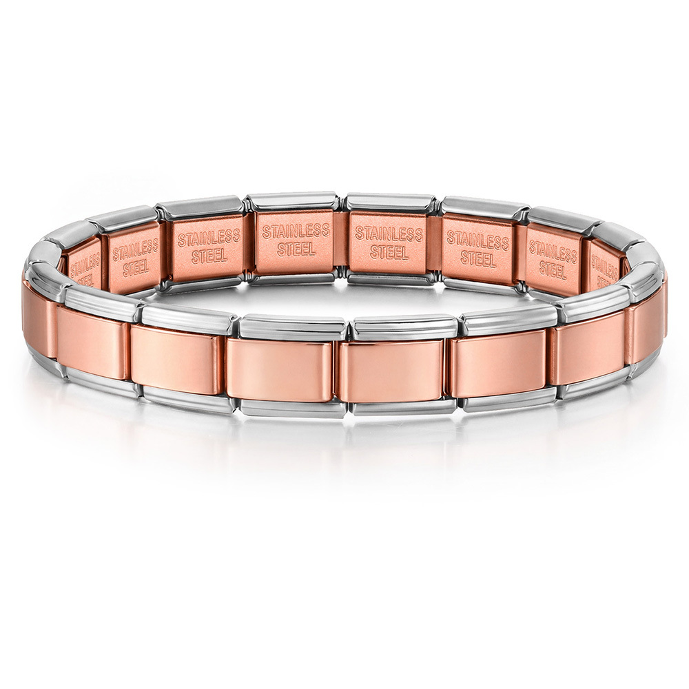 Titanium steel vacuum-plated real gold IP electroplated Italian modular bracelet basic elastic watch strap chain Italian Charm