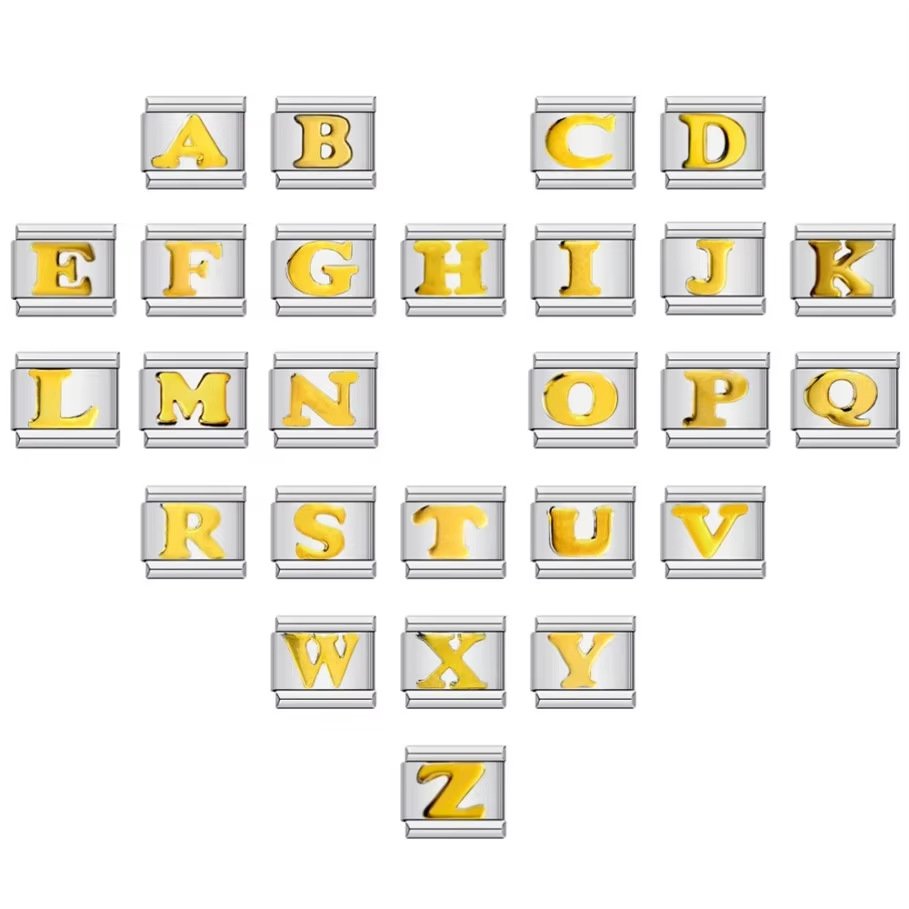 New titanium steel gold-plated English letter DIY Italian modular bracelet