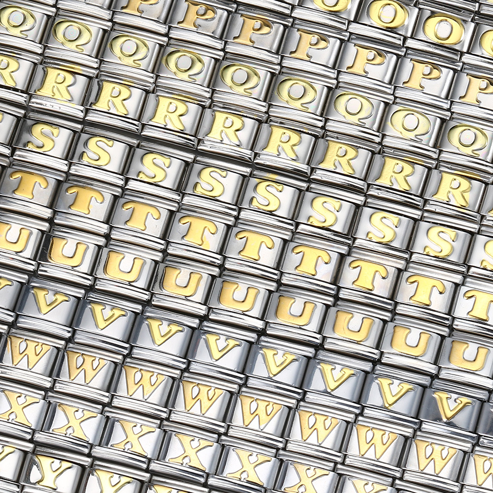 New titanium steel gold-plated English letter DIY Italian modular bracelet