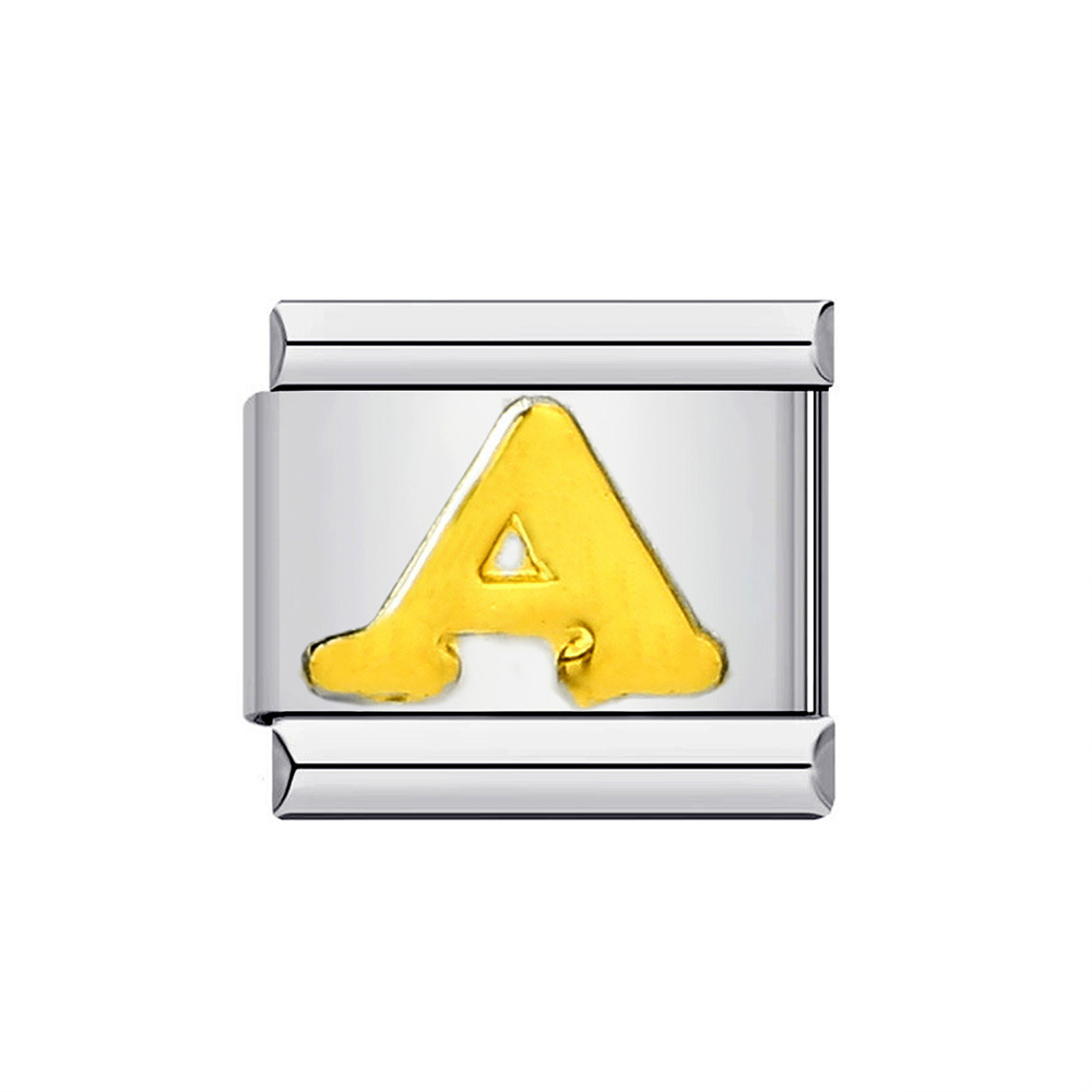 New titanium steel gold-plated English letter DIY Italian modular bracelet