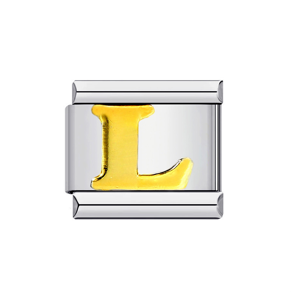 New titanium steel gold-plated English letter DIY Italian modular bracelet