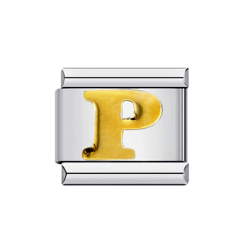 New titanium steel gold-plated English letter DIY Italian modular bracelet