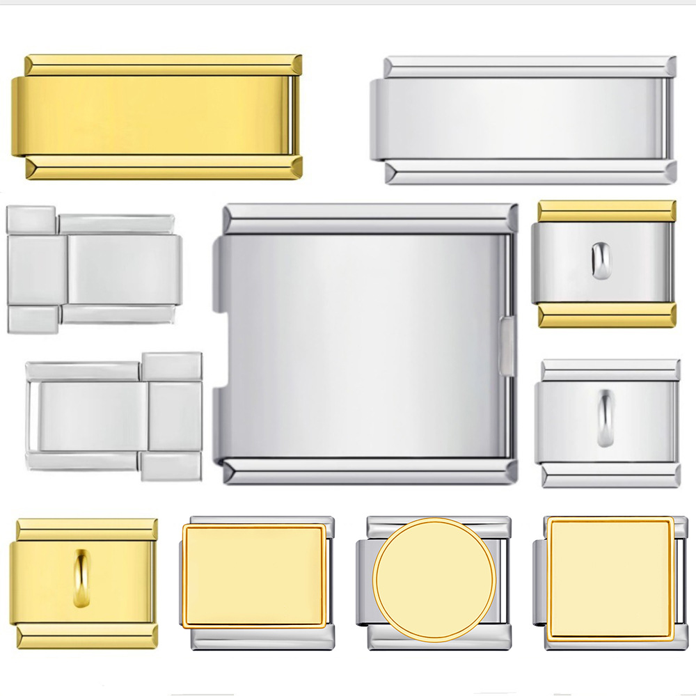 Photo multifunctional Italian modular bracelet with elastic block splicing titanium steel strap.