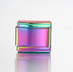 Photo multifunctional Italian modular bracelet with elastic block splicing titanium steel strap.