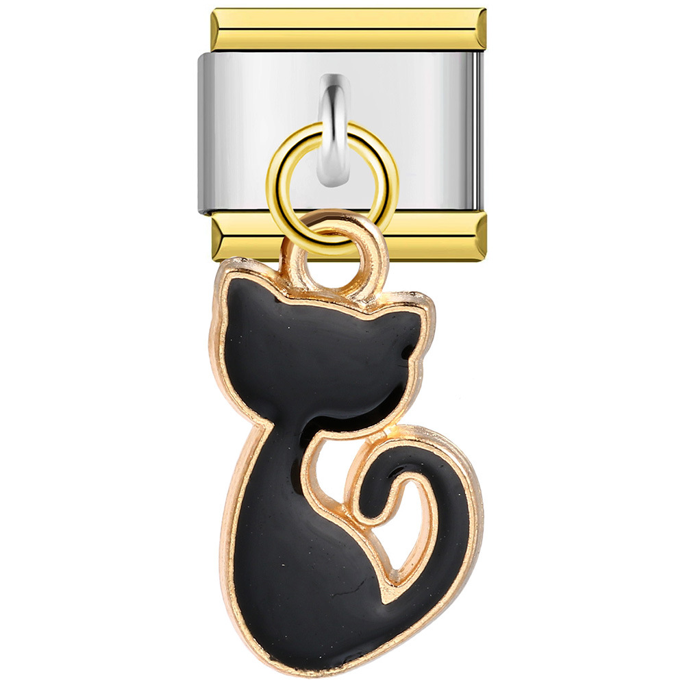 Single hook Italian modular bracelet with square elastic splicing titanium steel watch strap chain.