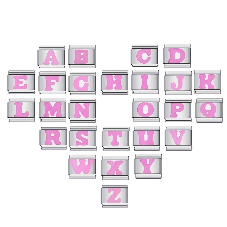 New titanium steel pink English letter DIY Italian modular bracelet