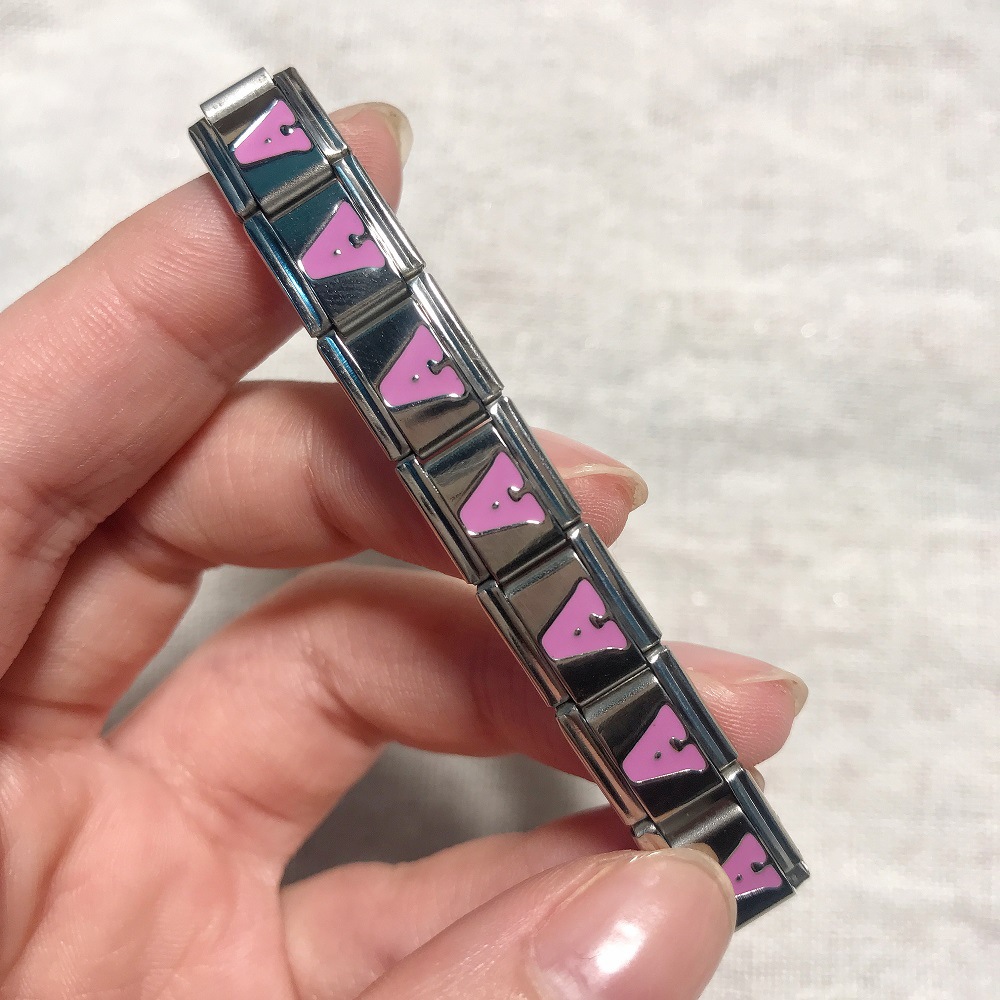 New titanium steel pink English letter DIY Italian modular bracelet