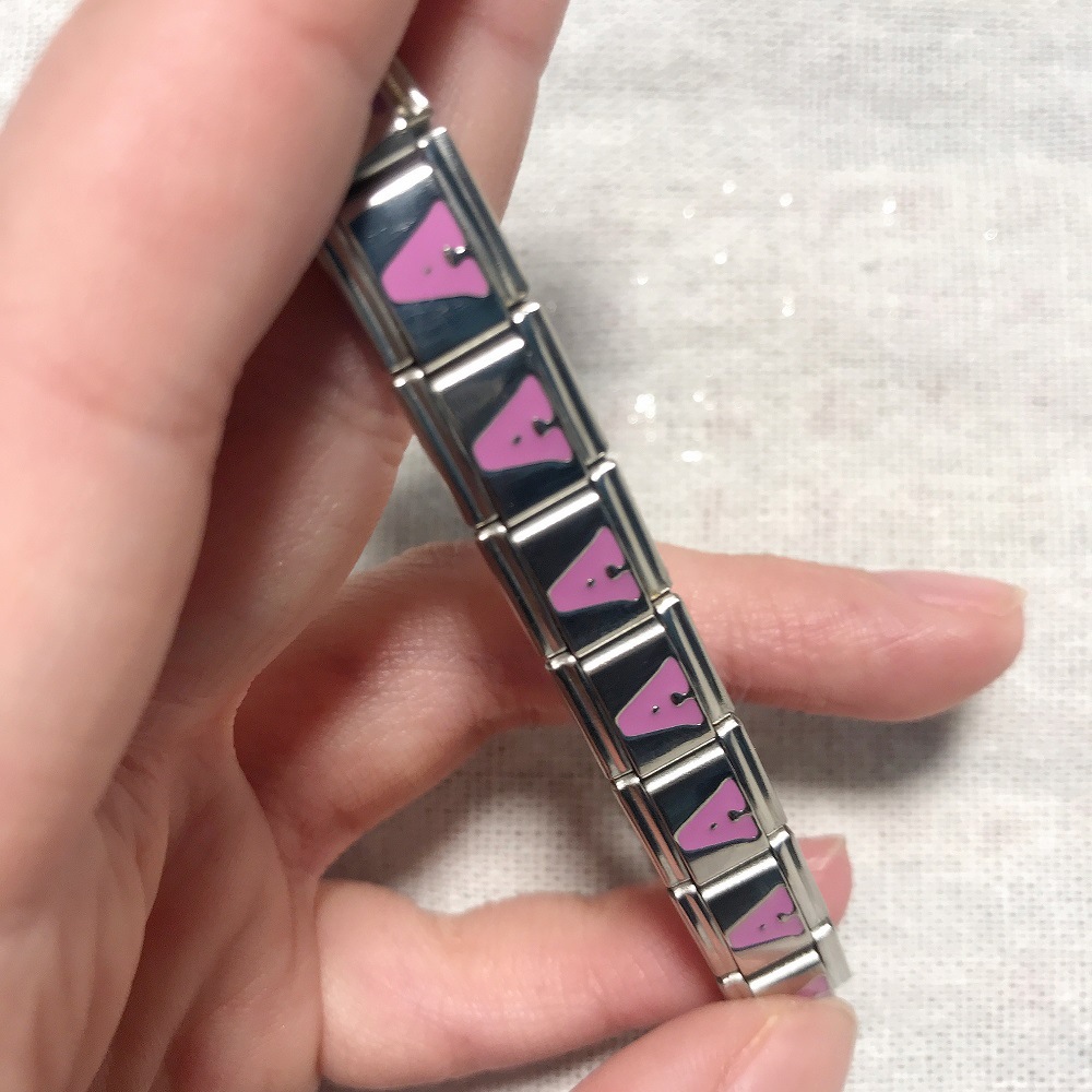 New titanium steel pink English letter DIY Italian modular bracelet