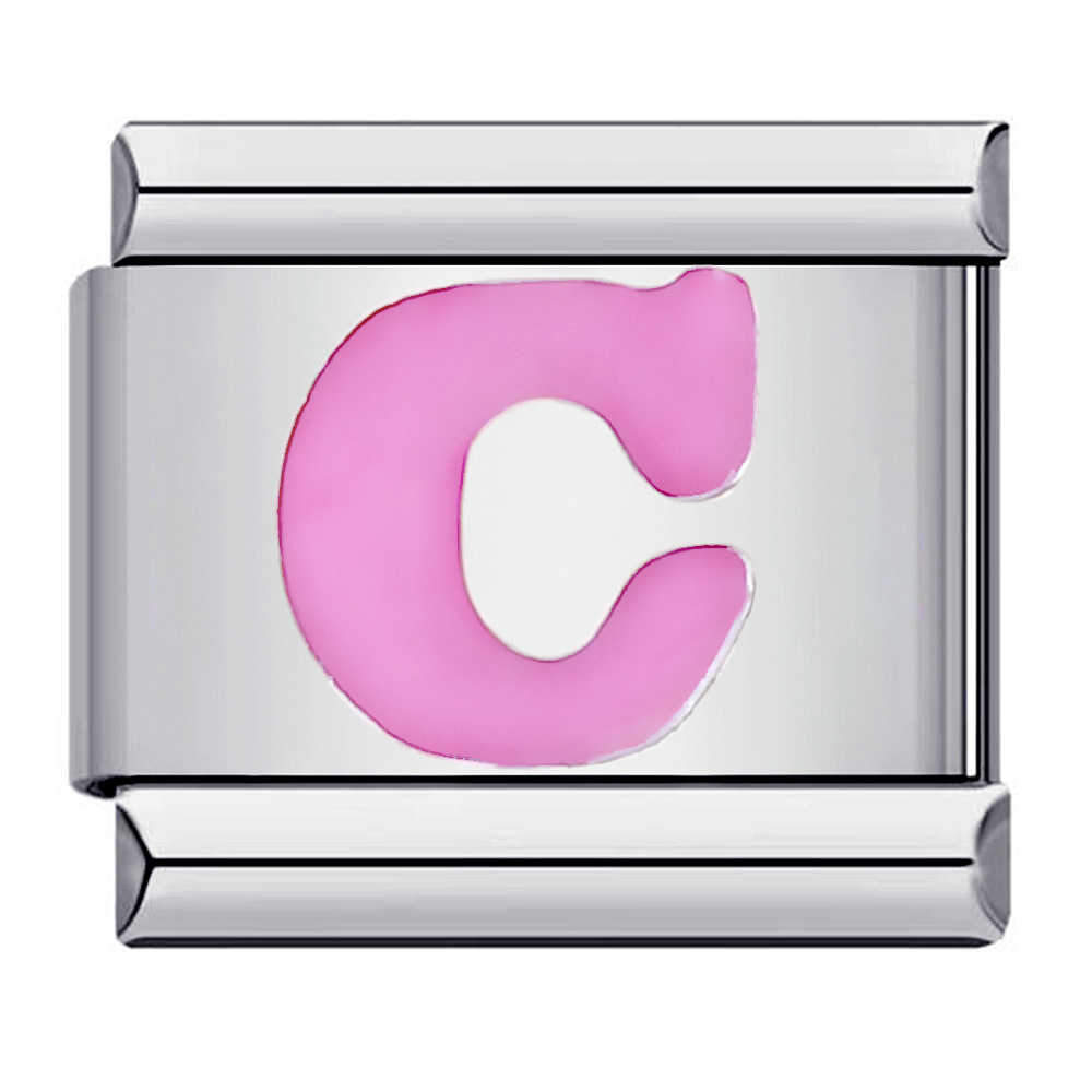 New titanium steel pink English letter DIY Italian modular bracelet