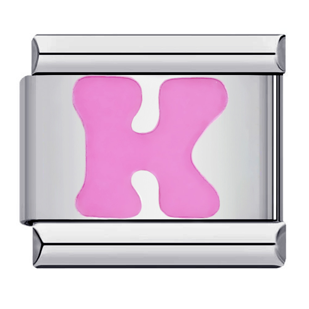 New titanium steel pink English letter DIY Italian modular bracelet