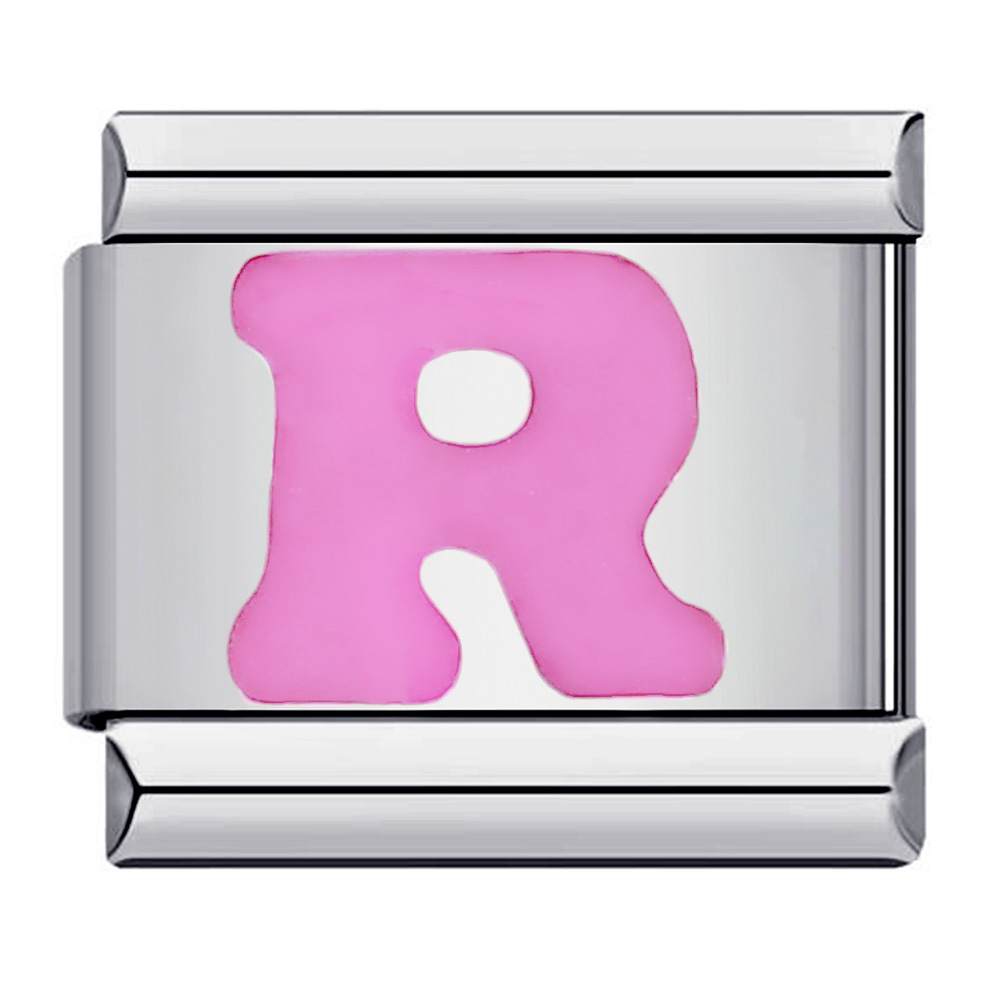 New titanium steel pink English letter DIY Italian modular bracelet
