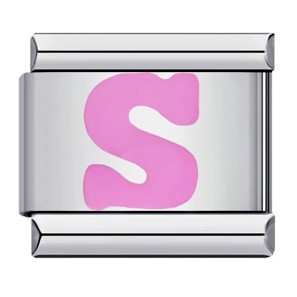 New titanium steel pink English letter DIY Italian modular bracelet